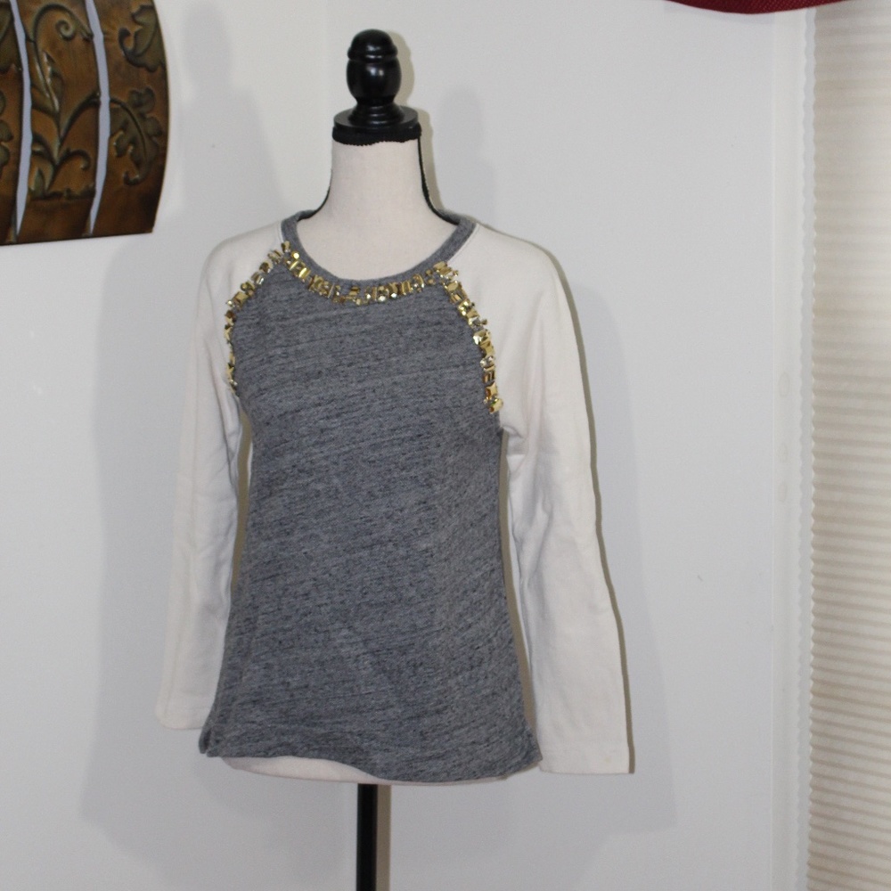 Crewcuts, gray and cream with gold embellishments sweatshirt